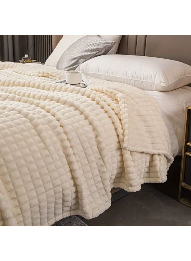 Light Grey Flannel Bed Blanket 90x79 Inch Thickened Solid Color Cut Out Plush Travel Office All Seasons Gift - Image 5